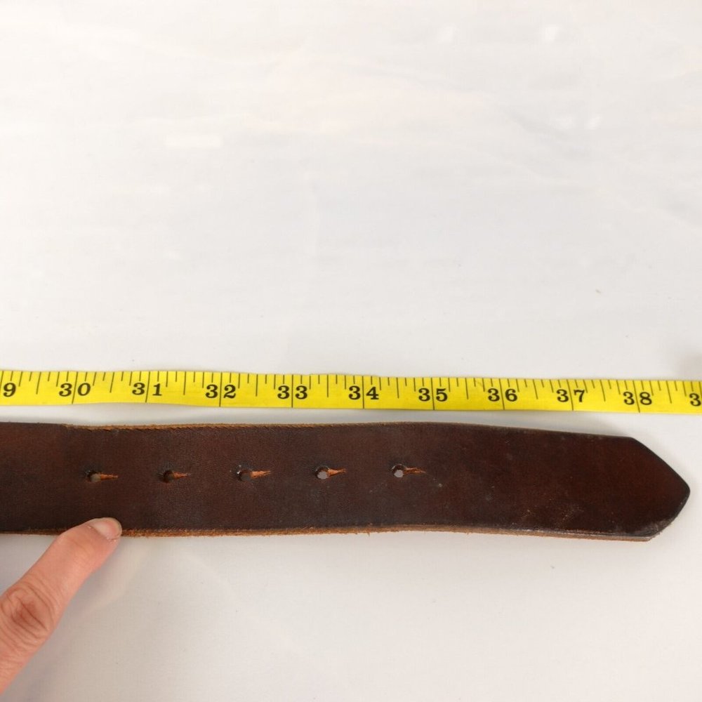 Womens Full Grain Leather Brown Western Cowgirl Rodeo Belt 32 Brass Boho Studded - Picture 6 of 7